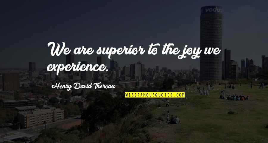 Adelines House Of Cool Quotes By Henry David Thoreau: We are superior to the joy we experience.