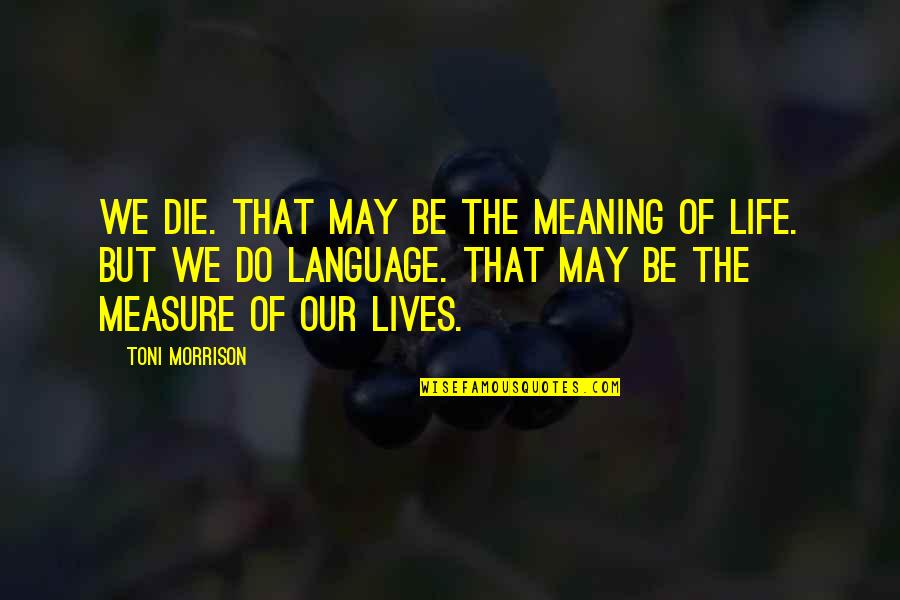 Adieu Movie Quotes By Toni Morrison: We die. That may be the meaning of