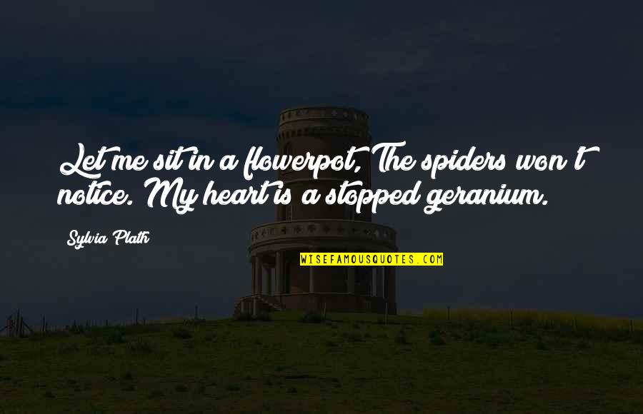 Adjacencies Quotes By Sylvia Plath: Let me sit in a flowerpot, The spiders