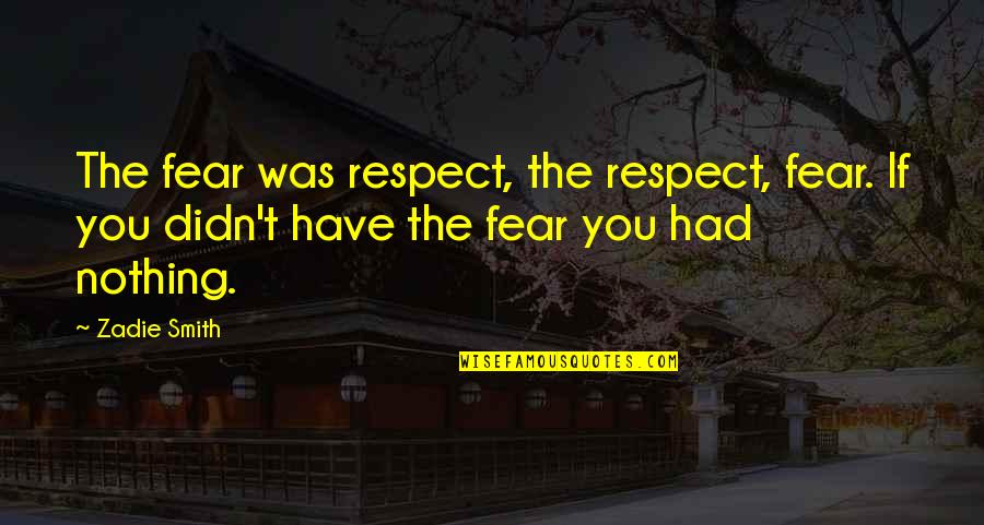 Adjunctive Quotes By Zadie Smith: The fear was respect, the respect, fear. If