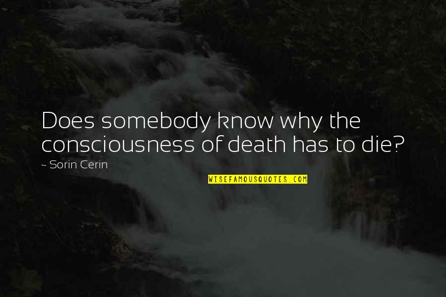 Adjuvat Quotes By Sorin Cerin: Does somebody know why the consciousness of death