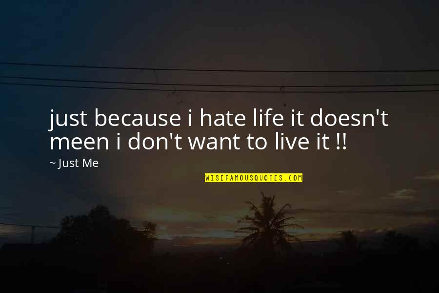 Admettre Conjugaison Quotes By Just Me: just because i hate life it doesn't meen