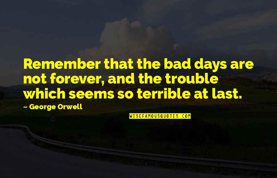 Adusumilli Ranga Quotes By George Orwell: Remember that the bad days are not forever,