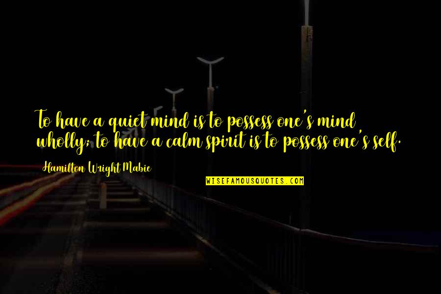 Aerys Quotes By Hamilton Wright Mabie: To have a quiet mind is to possess