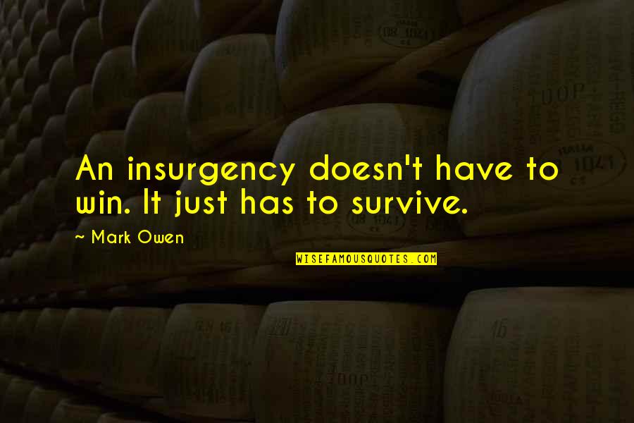 Aerys Quotes By Mark Owen: An insurgency doesn't have to win. It just
