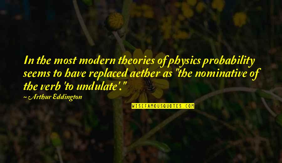 Aether Quotes By Arthur Eddington: In the most modern theories of physics probability