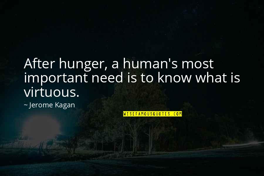 After All We're Only Human Quotes By Jerome Kagan: After hunger, a human's most important need is