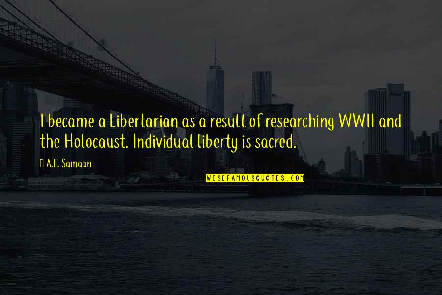 Agressions Video Quotes By A.E. Samaan: I became a Libertarian as a result of