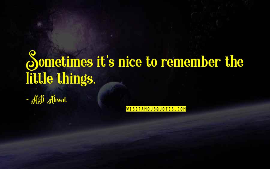 Ahorro In English Quotes By A.D. Aliwat: Sometimes it's nice to remember the little things.