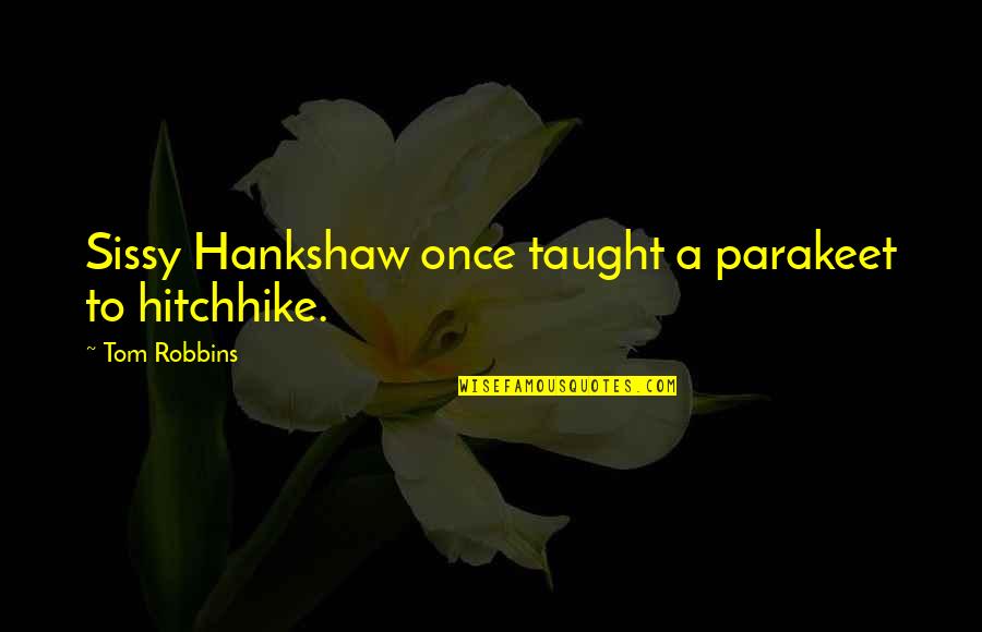 Air Force Day Quotes By Tom Robbins: Sissy Hankshaw once taught a parakeet to hitchhike.