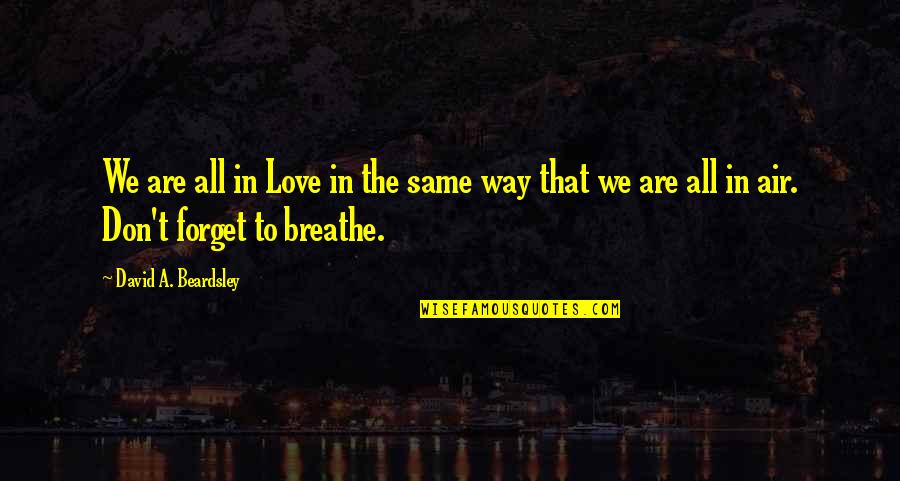 Air To Breathe Quotes By David A. Beardsley: We are all in Love in the same