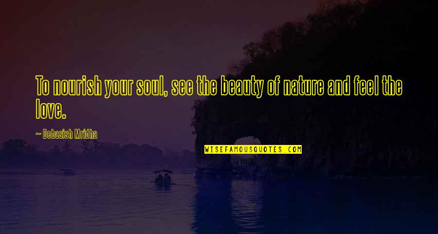 Akinosi Quotes By Debasish Mridha: To nourish your soul, see the beauty of