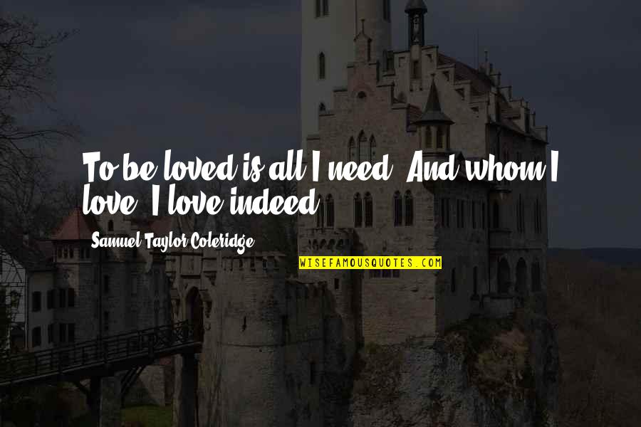 Aknur Quotes By Samuel Taylor Coleridge: To be loved is all I need, And
