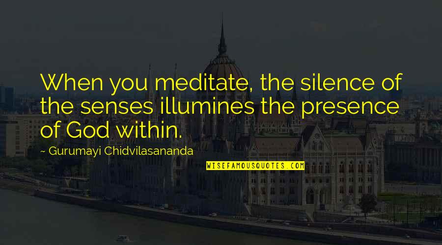 Alarm Clocks Quotes By Gurumayi Chidvilasananda: When you meditate, the silence of the senses