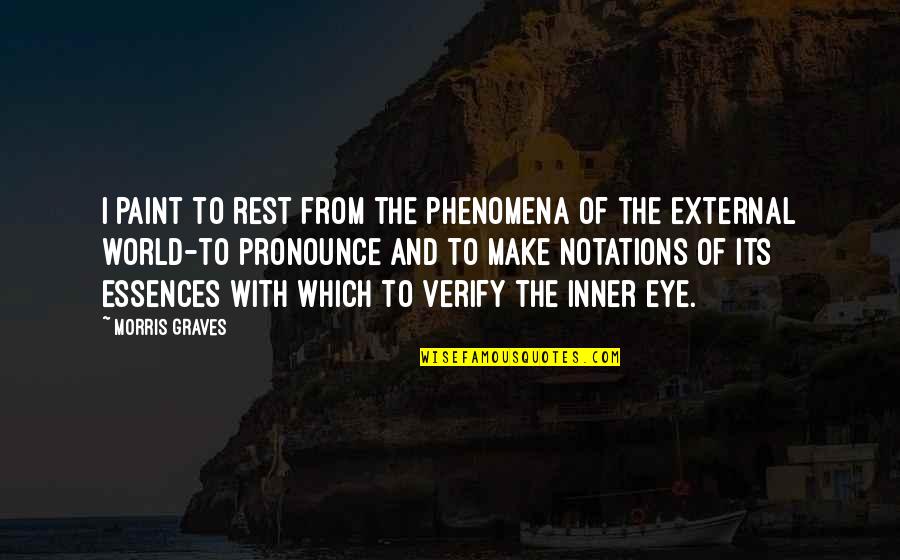 Albania Klarina Quotes By Morris Graves: I paint to rest from the phenomena of