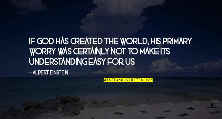 Albert Einstein And God Quotes By Albert Einstein: If God has created the world, his primary