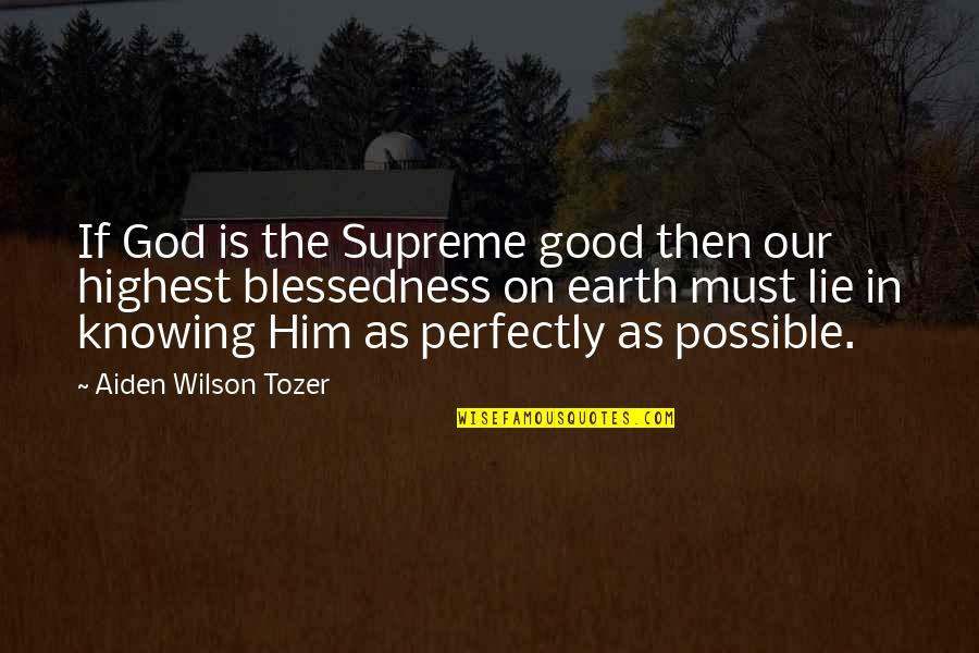 Algarin Cuauhtemoc Quotes By Aiden Wilson Tozer: If God is the Supreme good then our