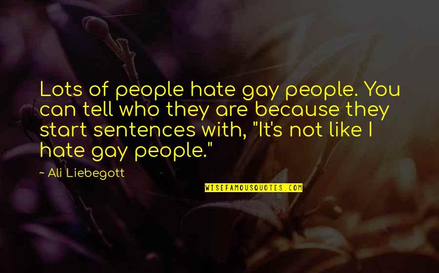 All Saint Days Quotes By Ali Liebegott: Lots of people hate gay people. You can