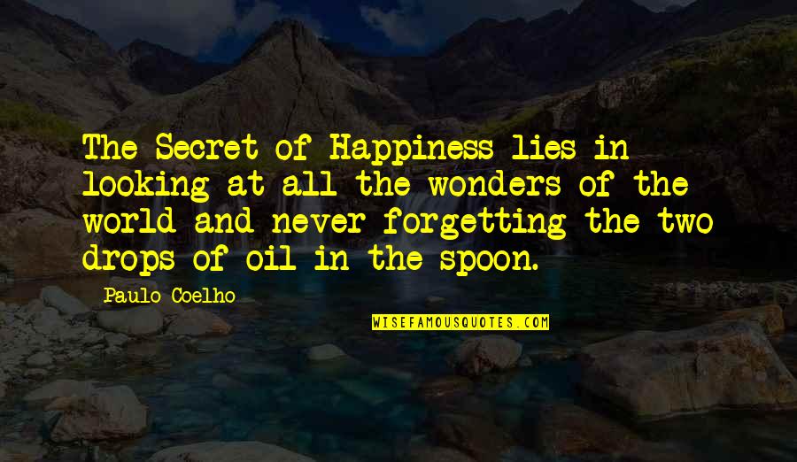 All The Lies Quotes By Paulo Coelho: The Secret of Happiness lies in looking at