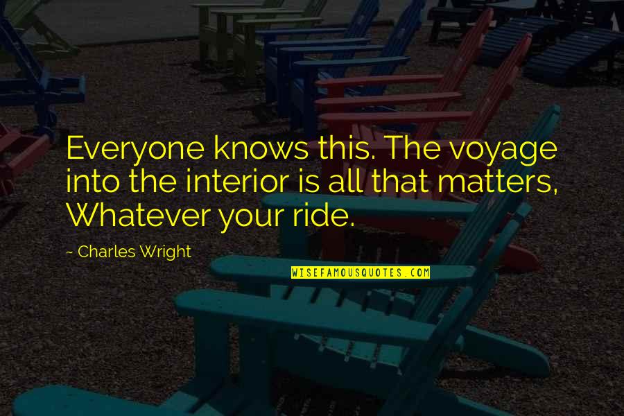 All'ot Quotes By Charles Wright: Everyone knows this. The voyage into the interior