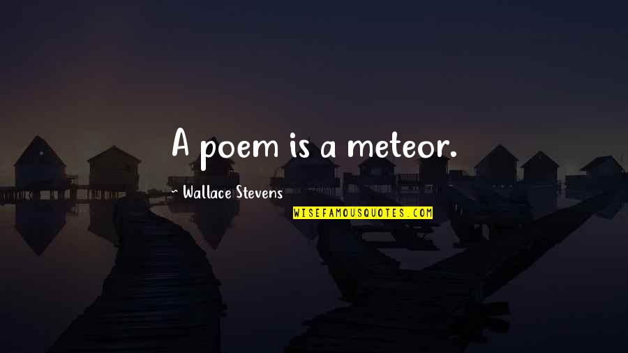 Almayers Folly Summary Quotes By Wallace Stevens: A poem is a meteor.