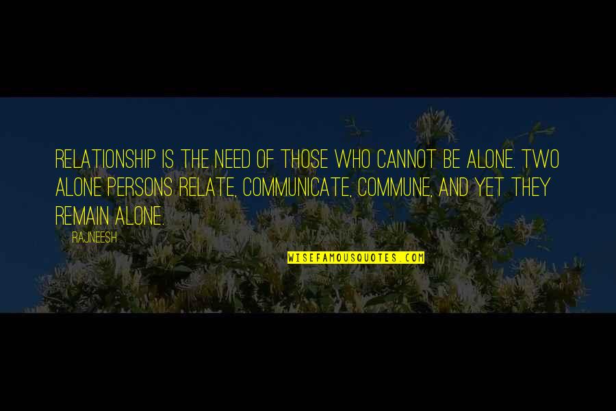 Alone Relationship Quotes By Rajneesh: Relationship is the need of those who cannot
