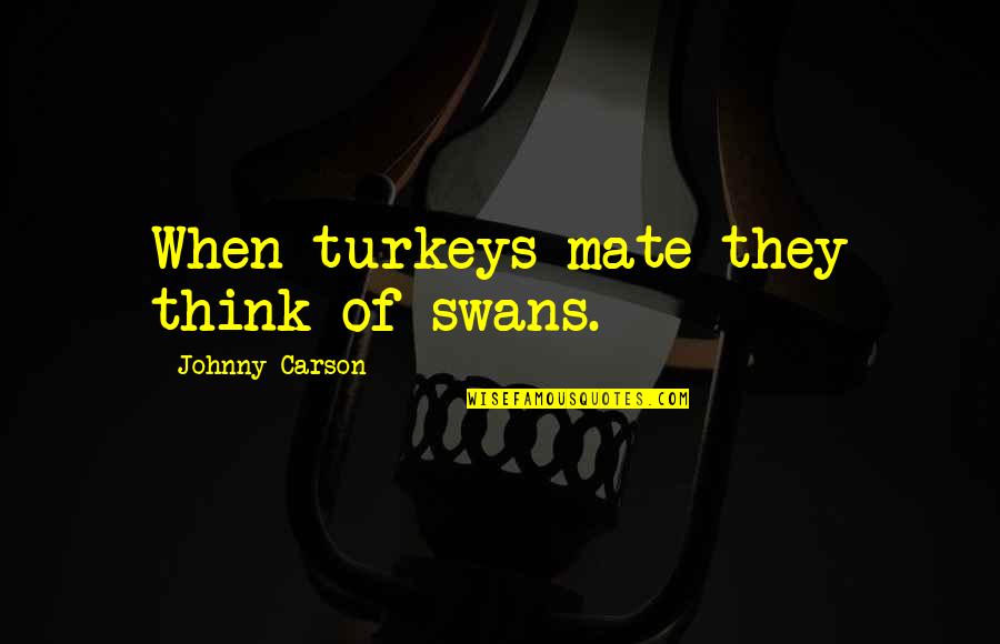 Alsacasino Quotes By Johnny Carson: When turkeys mate they think of swans.