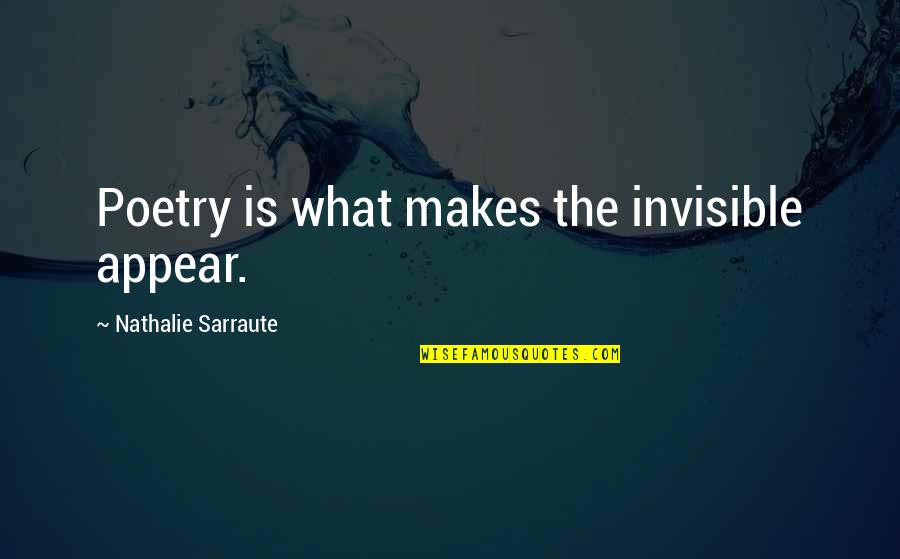 America And Nature Quotes By Nathalie Sarraute: Poetry is what makes the invisible appear.