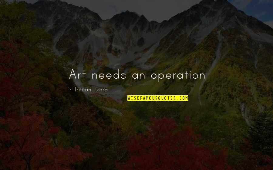 An Operation Quotes By Tristan Tzara: Art needs an operation