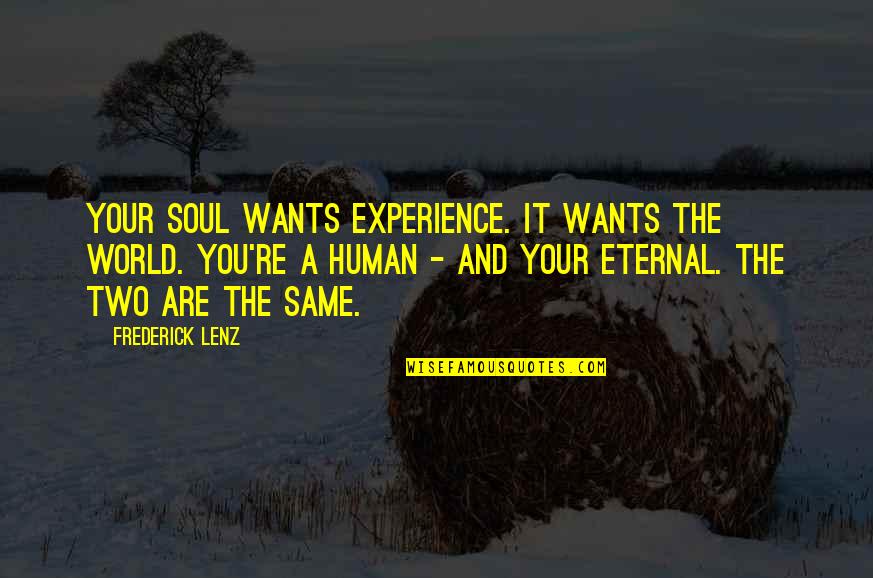 Anastrophe Quotes By Frederick Lenz: Your soul wants experience. It wants the world.