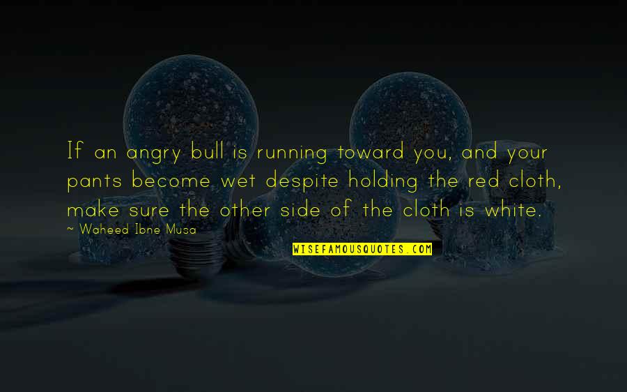 Angry Quotes And Quotes By Waheed Ibne Musa: If an angry bull is running toward you,