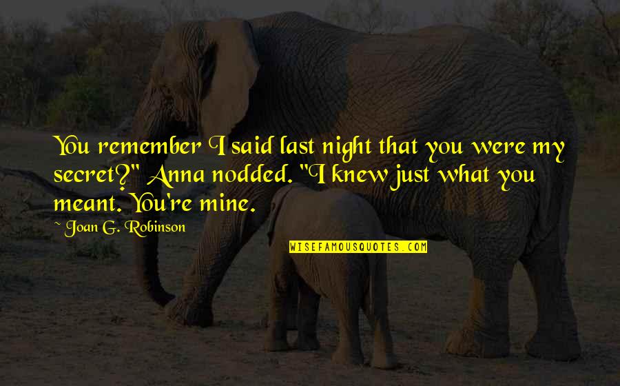 Antipolo Region Quotes By Joan G. Robinson: You remember I said last night that you