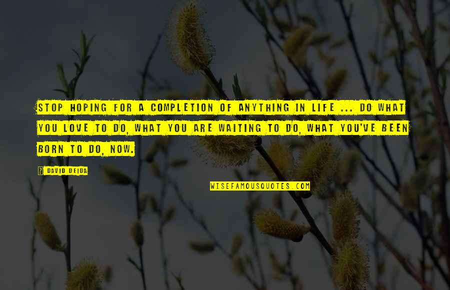 Anything For You Love Quotes By David Deida: Stop hoping for a completion of anything in