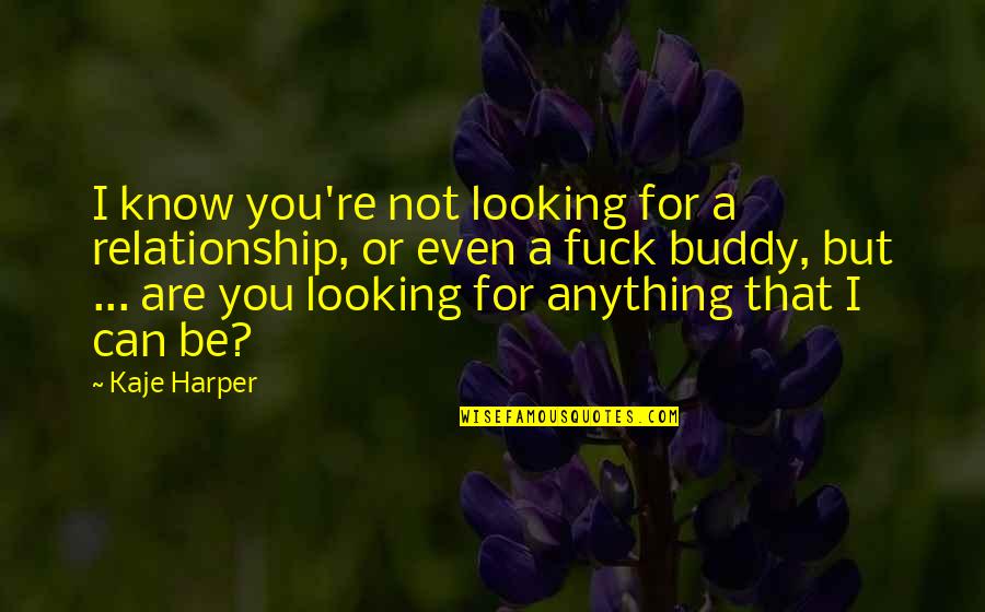 Anything For You Love Quotes By Kaje Harper: I know you're not looking for a relationship,