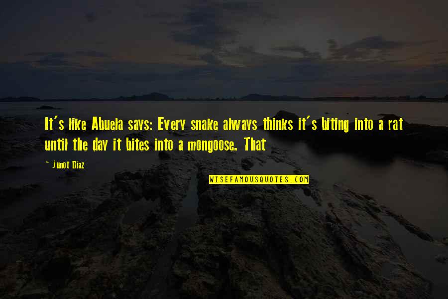 Apariciones En Quotes By Junot Diaz: It's like Abuela says: Every snake always thinks