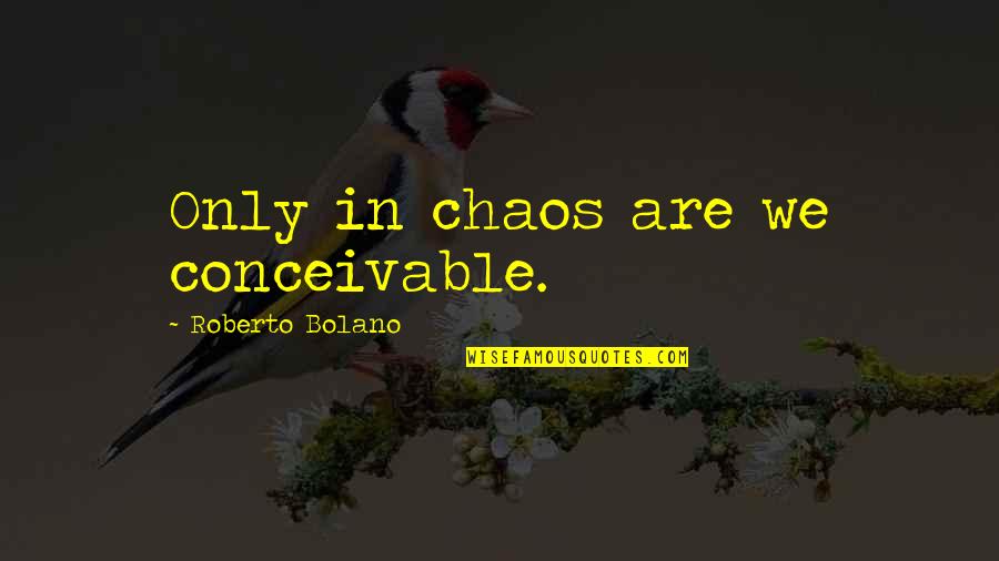 Apartado Quotes By Roberto Bolano: Only in chaos are we conceivable.