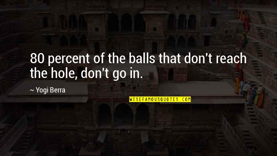 Apatheism Pronounce Quotes By Yogi Berra: 80 percent of the balls that don't reach