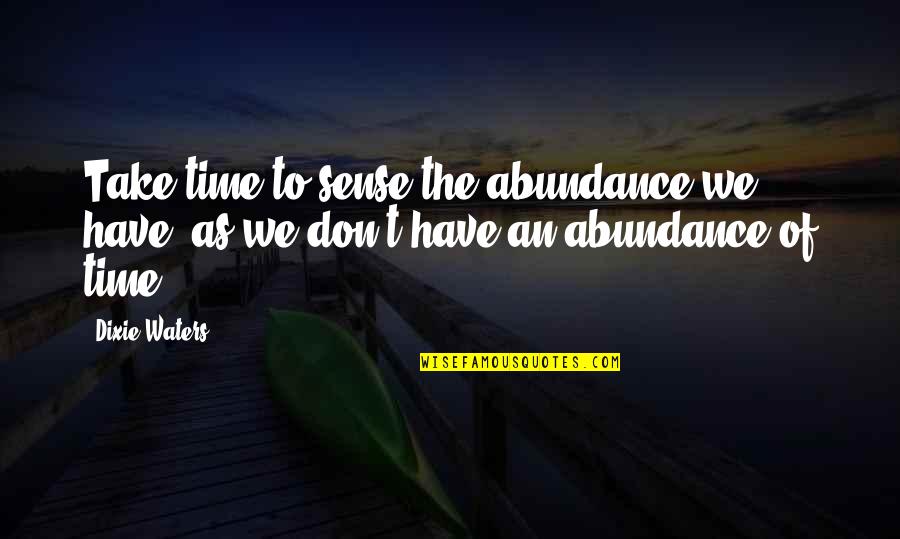 Appreciation And Thanks Quotes By Dixie Waters: Take time to sense the abundance we have,