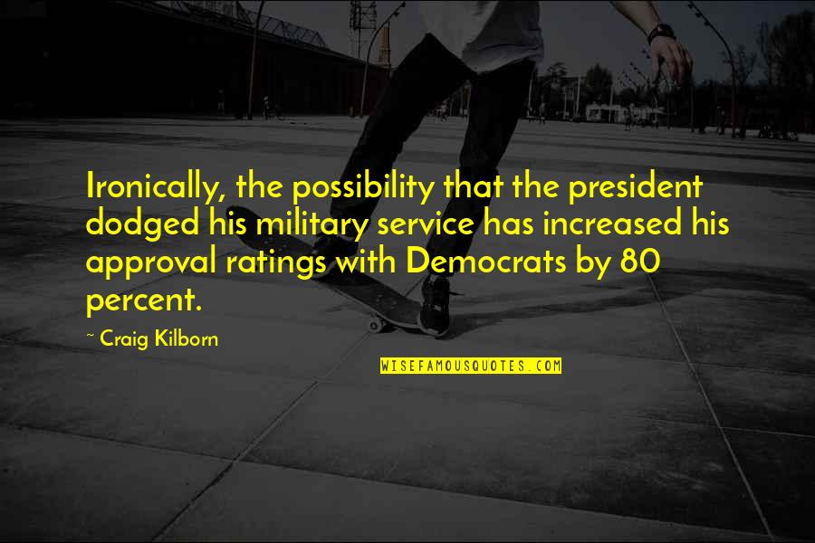 Approval Rating Quotes By Craig Kilborn: Ironically, the possibility that the president dodged his