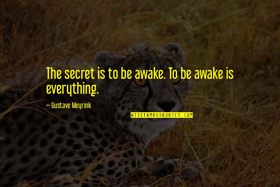 Arechiga Nationality Quotes By Gustave Meyrink: The secret is to be awake. To be