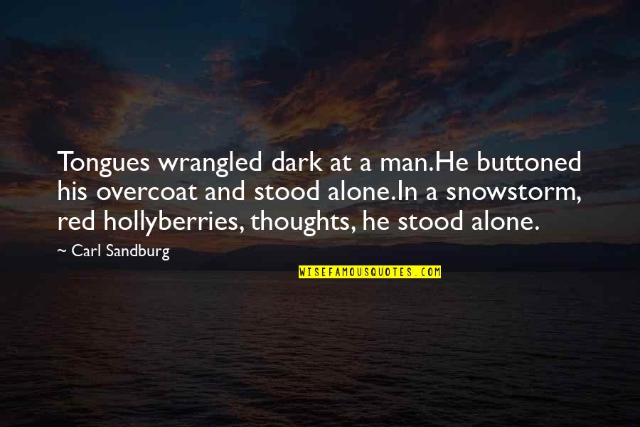 Ariaa Jaeger Quotes By Carl Sandburg: Tongues wrangled dark at a man.He buttoned his