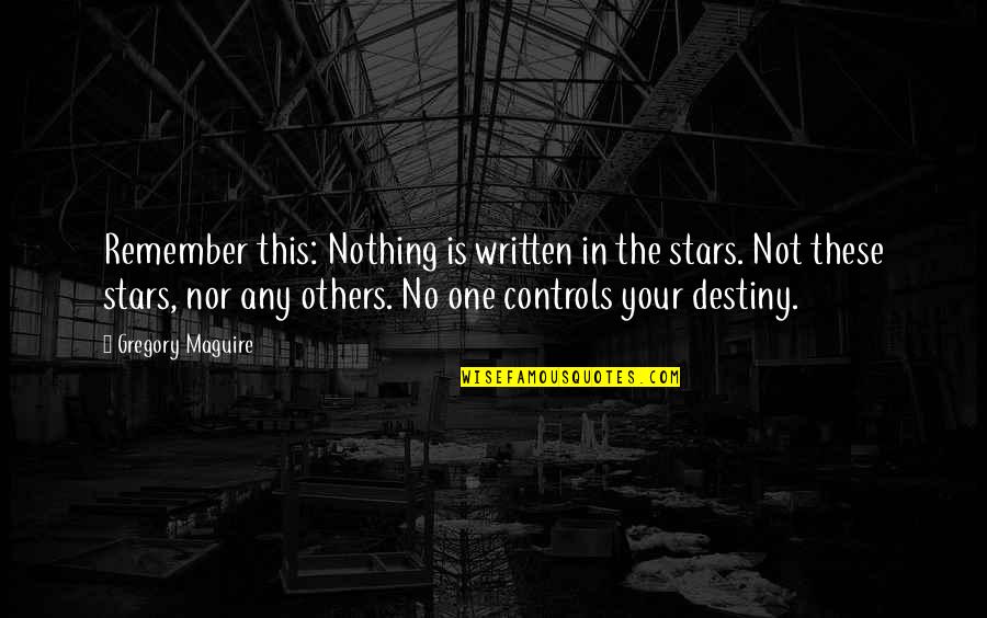 Armor Gel Ingredients Quotes By Gregory Maguire: Remember this: Nothing is written in the stars.