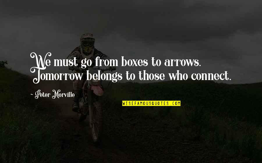 Arrows Best Quotes By Peter Morville: We must go from boxes to arrows. Tomorrow