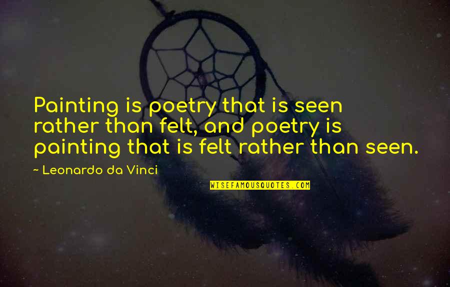 Art And Poetry Quotes By Leonardo Da Vinci: Painting is poetry that is seen rather than