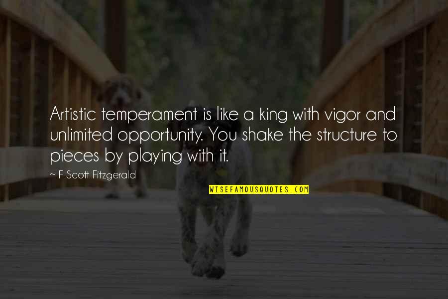 Artist Inspirational Quotes By F Scott Fitzgerald: Artistic temperament is like a king with vigor