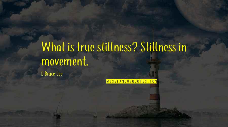 Arts Quotes By Bruce Lee: What is true stillness? Stillness in movement.