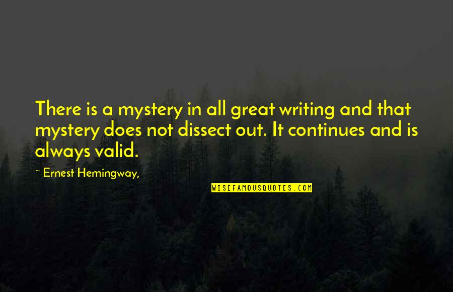 Aryal Quotes By Ernest Hemingway,: There is a mystery in all great writing