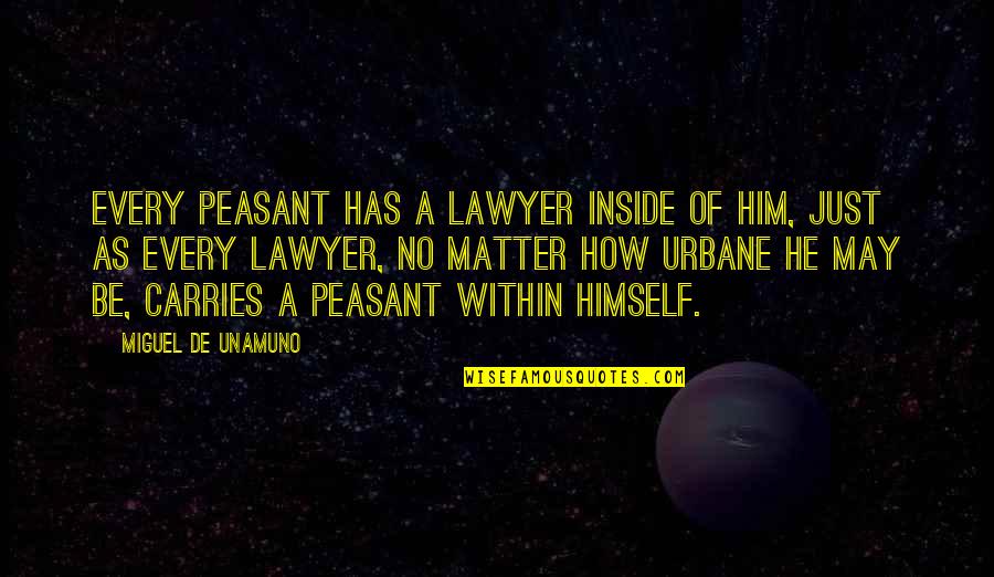 Ascetisim Quotes By Miguel De Unamuno: Every peasant has a lawyer inside of him,