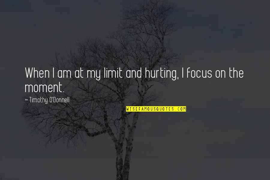 At My Limit Quotes By Timothy O'Donnell: When I am at my limit and hurting,