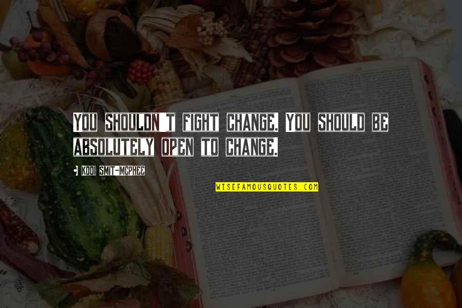 Ate Good Amount Quotes By Kodi Smit-McPhee: You shouldn't fight change. You should be absolutely